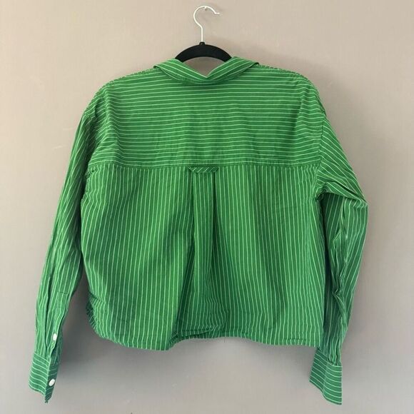 $65 Madewell Green crop button up Shirt size S m4 - Picture 4 of 5